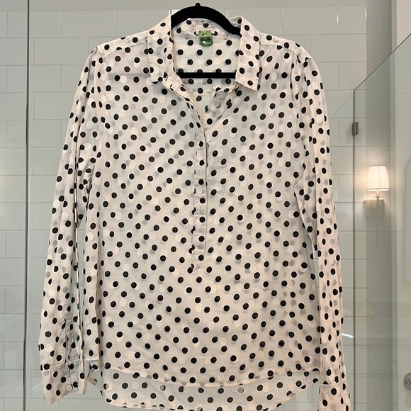 J.crew linen polka dot button down blouse - Picture 1 of 1